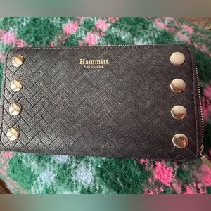 Hammitt Textured Gray Wallet with Silver tone zipper and Rivets.